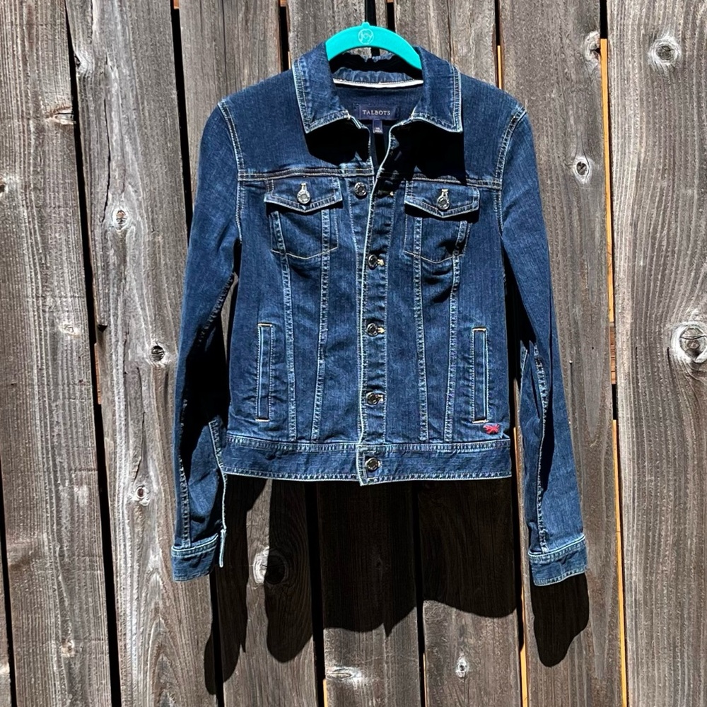 Talbots blue denim Jean jacket size XS